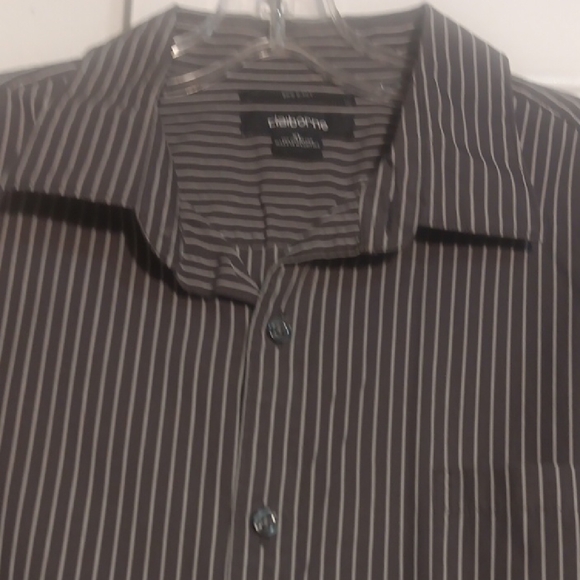 Claiborne Men's Dark Pinstripe Button Down Shirt - Picture 6 of 10